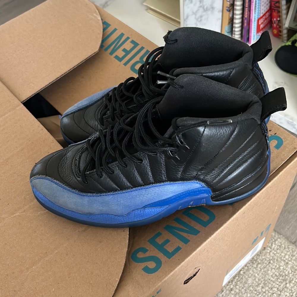Jordan 12 retros slightly worn blue a little faded and shoe laces a little worn